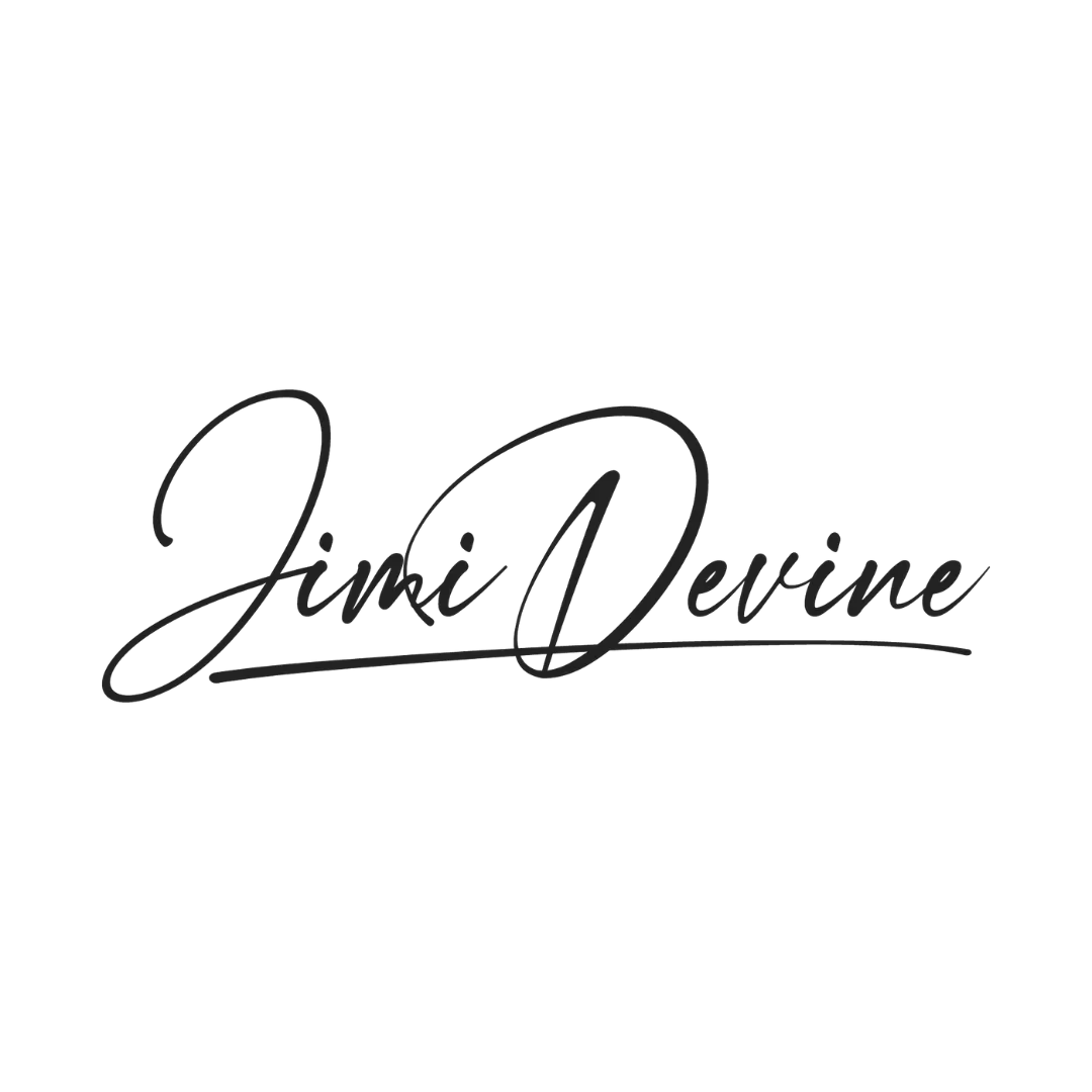 Jimi Devine personal brand logo, black text